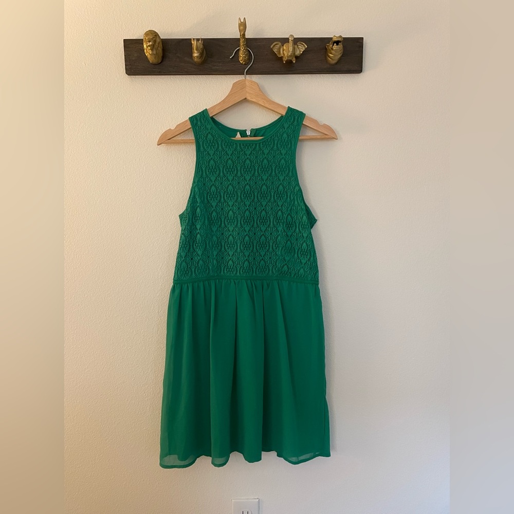 Green Socialite Lace Skater Dress